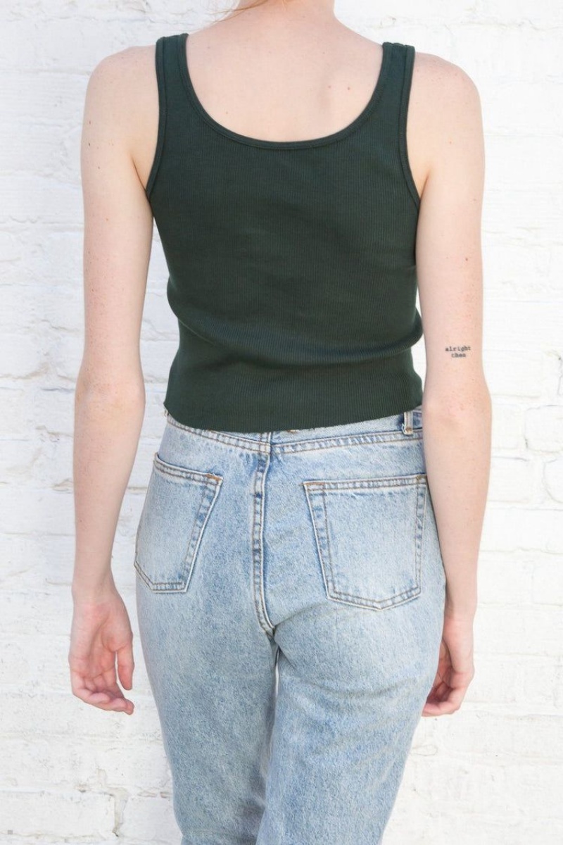 Debardeur Brandy Melville Sheena Crop Vert Foncé | NIW-65768918